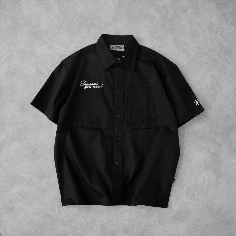 Áo Sơ Mi TSUN OversizeShirt - Thêu - [UNISEX] - Đen - Streetwear - Local Brand - Basic Top