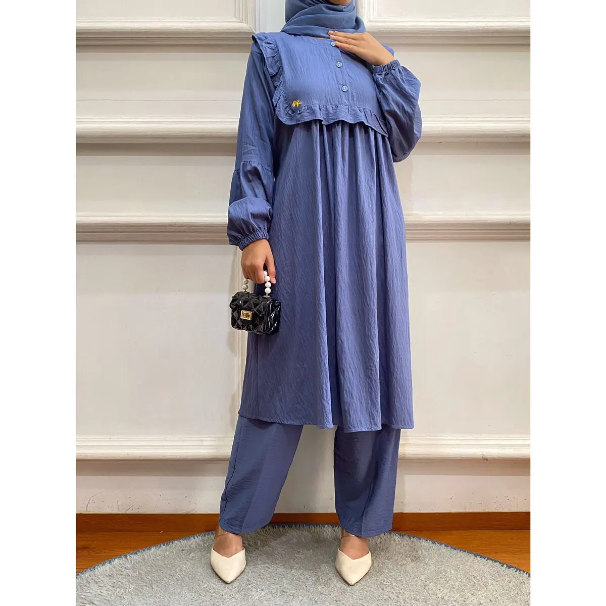 ANNAYA ONESET POLO LINEN TERMURAH TERLARIS FASHION SETCEL WANITA