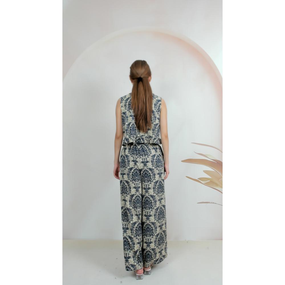 FADFAD Setelan Dua Potong Palsu Atasan Lengan Pendek Kerah V+ Celana Panjang Gaya Korea Terbaru