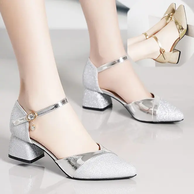 Giày Cao Gót 5cm bít mũi kim tuyến -Mã Số CG38