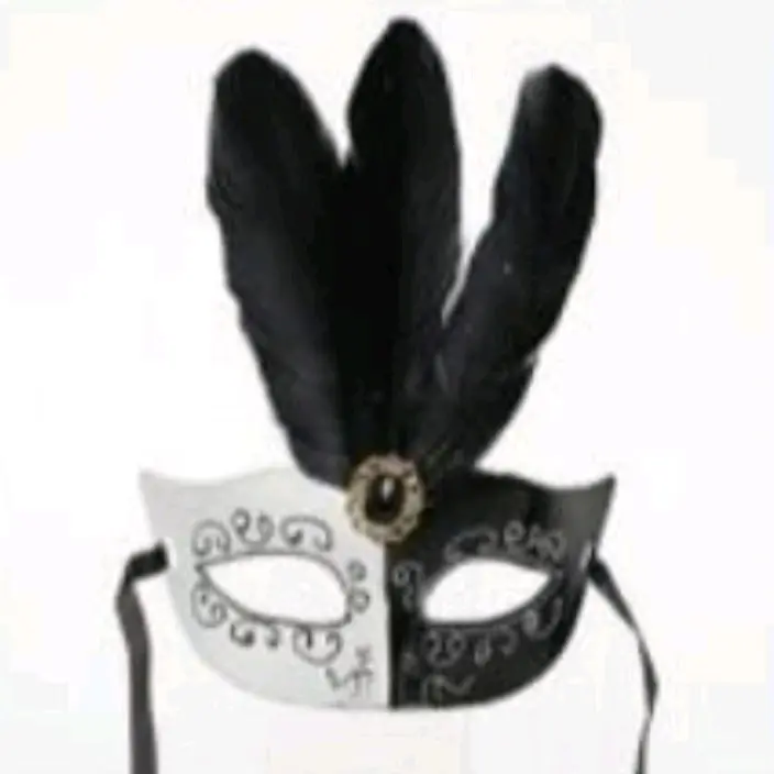 Topeng Masquerade dengan Bulu Setengah Wajah untuk Pria / Wanita 3