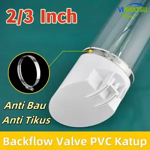 Vinnatsu Backflow Valve 2/3 Inch PVC Katup Anti Bau Pipa Drainase Dengan Cincin Stainless Steel Anti-serangga Dan Anti-bau