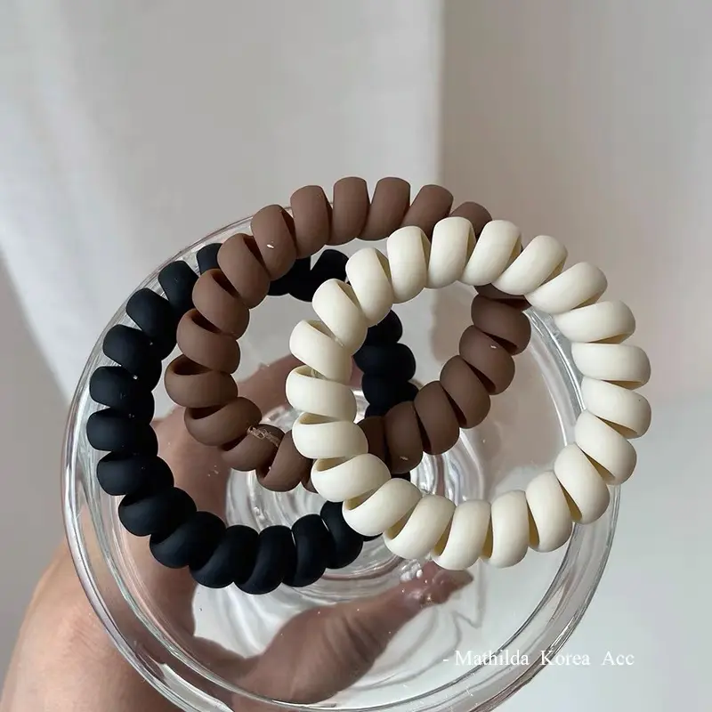 Dây cột tóc, buộc tóc lò xo nhám màu trà sữa xinh Xắn 4