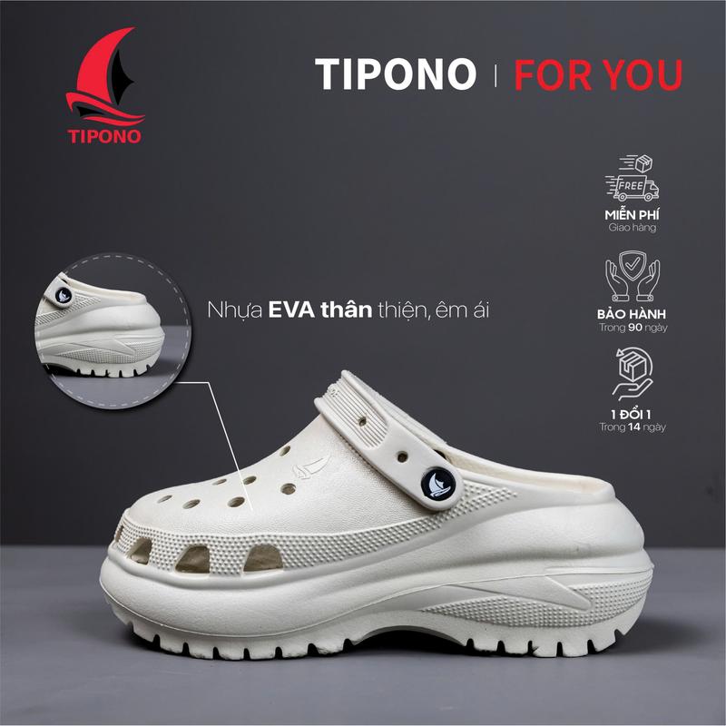 (CHƯA KÈM CHARM) TIPONO Dép Sục Nữ Cao Cấp Đế 7cm EVA Mềm Nhẹ Chống Trơn Trượt Size 33-39 Sang Chảnh Không Thấm Nước An Toàn Khi Đi Mưa LM35