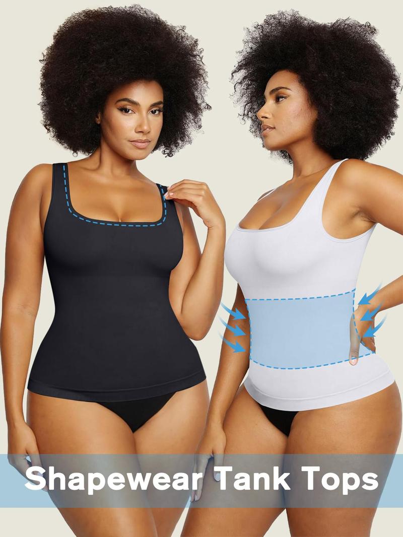 Product Introduction of 2/3 Pcs Women's Tummy Control Shapewear Tank Tops, Seamless Square Neck Compression Tops, Slimming Body Shapewear, Solid Backless Shaper Black Friday All Saints' Day Chrismas, Body Shapewear 9