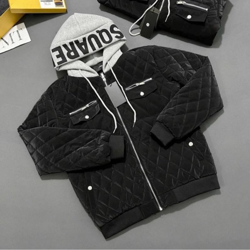 Áo Khoác Phao DSQ Nam Nữ Hàng Đẹp Cao Cấp Phối Mũ Nỉ In Chữ 2 Lớp Lót Bông Trong Siêu Ấm Cực Đẹp