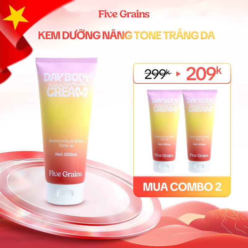 Kem dưỡng Five Grains giúp làm trắng da Niacinamide, Alpha-Arbutin ban ngày 200ML