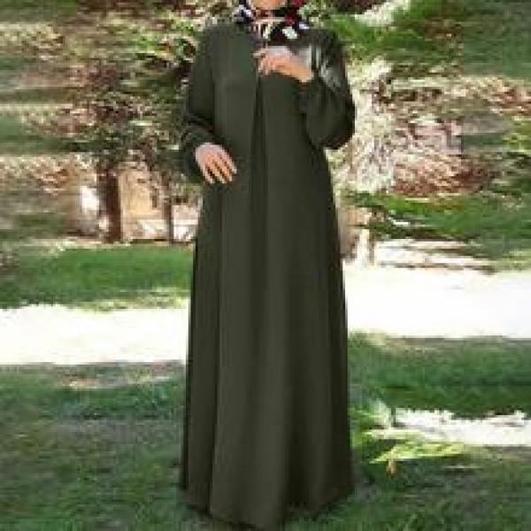 Product Introduction of New Autumn Cross-Border Supply Artistic Temperament Muslim Women's Pullover round Neck Large Swing Dress 24