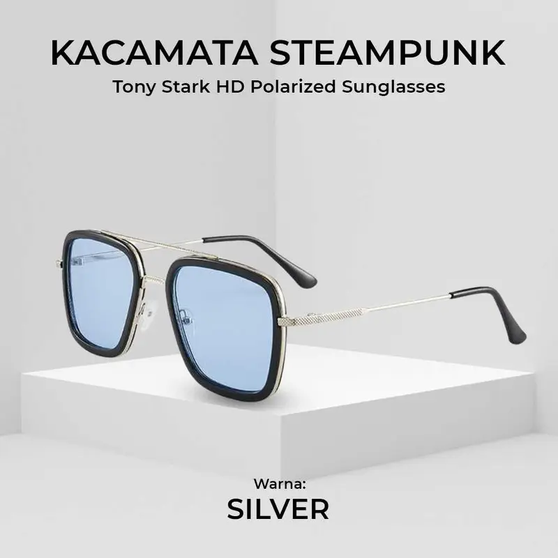RBVTURAS Kacamata Tony Stark Steampunk HD Sunglasses Metal Frame - 66218 2