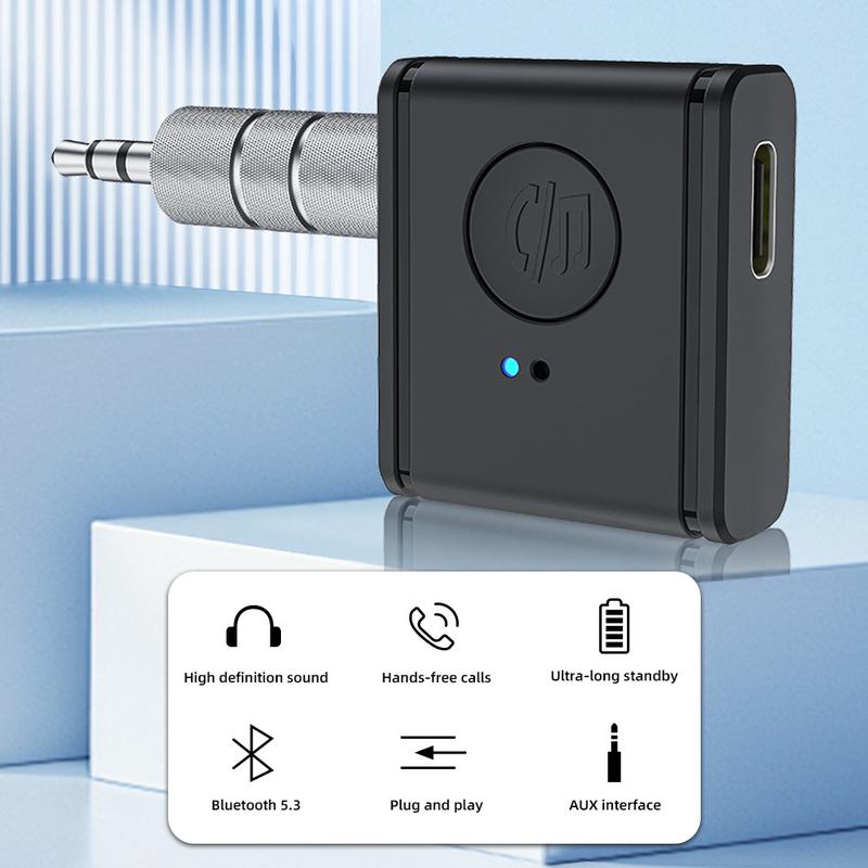 Wireless Bluetooth 5.3 Receiver Call Listening Navigation 3.5MM AUX Car Adapter Type-C Charging #468738 7