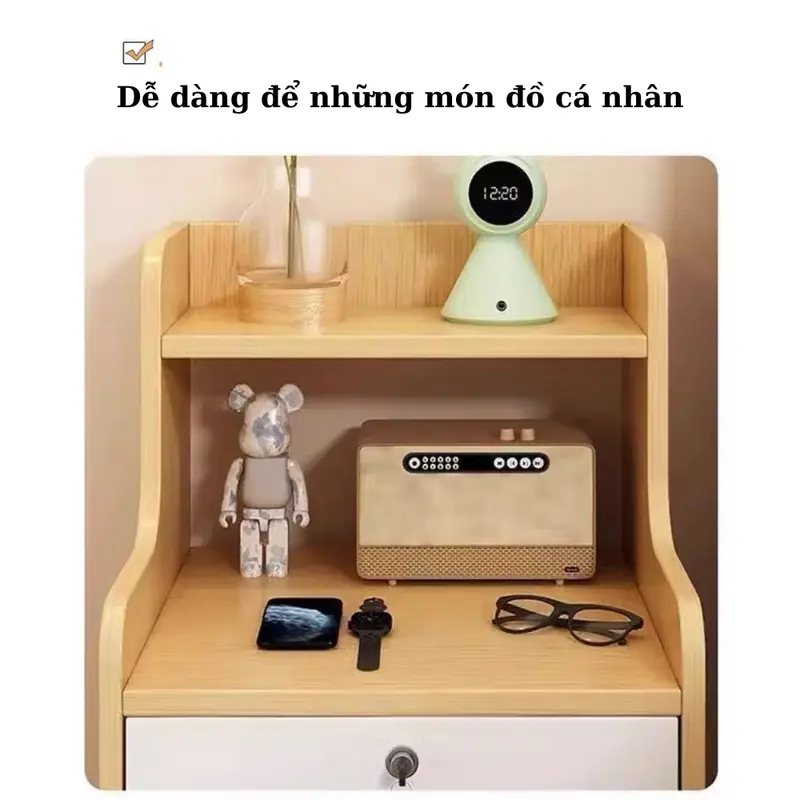 Tủ Để Đầu Giường - Tab Đầu Giường Dáng Cao Có Ngăn Kéo Khóa Gỗ MDF Cao Cấp Kiểu Dáng Sang Trọng 1