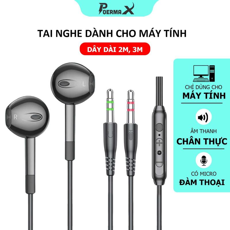 Tai nghe có dây gaming V6 dành riêng cho máy tính cây PC có 2 giắc cắm 3.5 riêng biệt