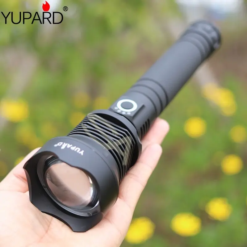 Senter LED USB Recharge  XHP90.2 Zoom Super Terang Lengkap Cas+Baterai 2 PCS Senter Swat Police 200000w Senter Super Terang Jarak Jauh 2km Senter Super Terang 100000 Lumens Baterai Lampu