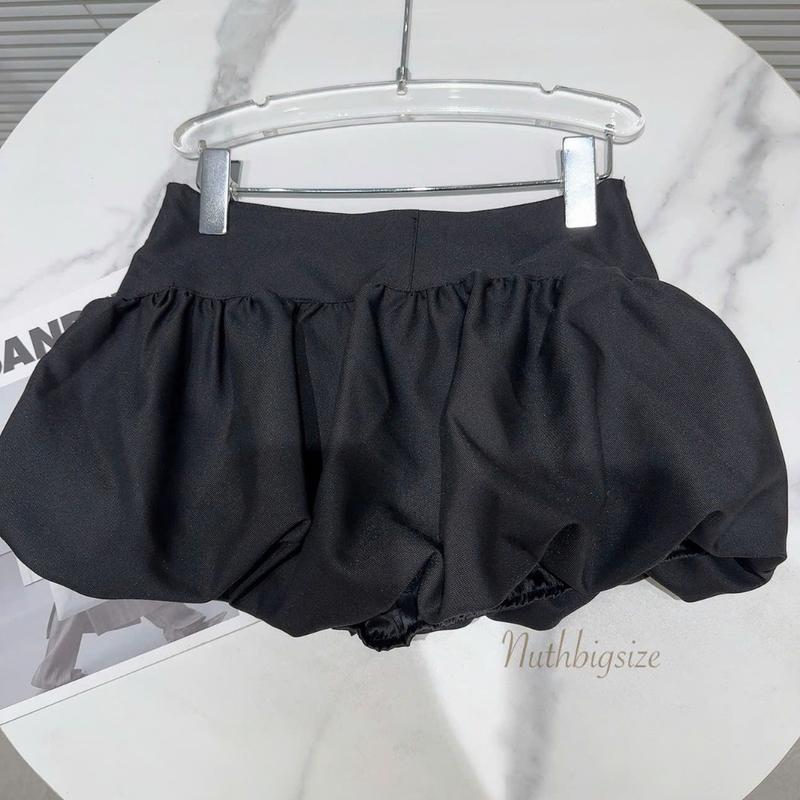 [BIGSIZE 50-100KG] Quần short bí ngô bigsize giả chân váy dáng xoè bồng cạp trễ định hình che bụng 3