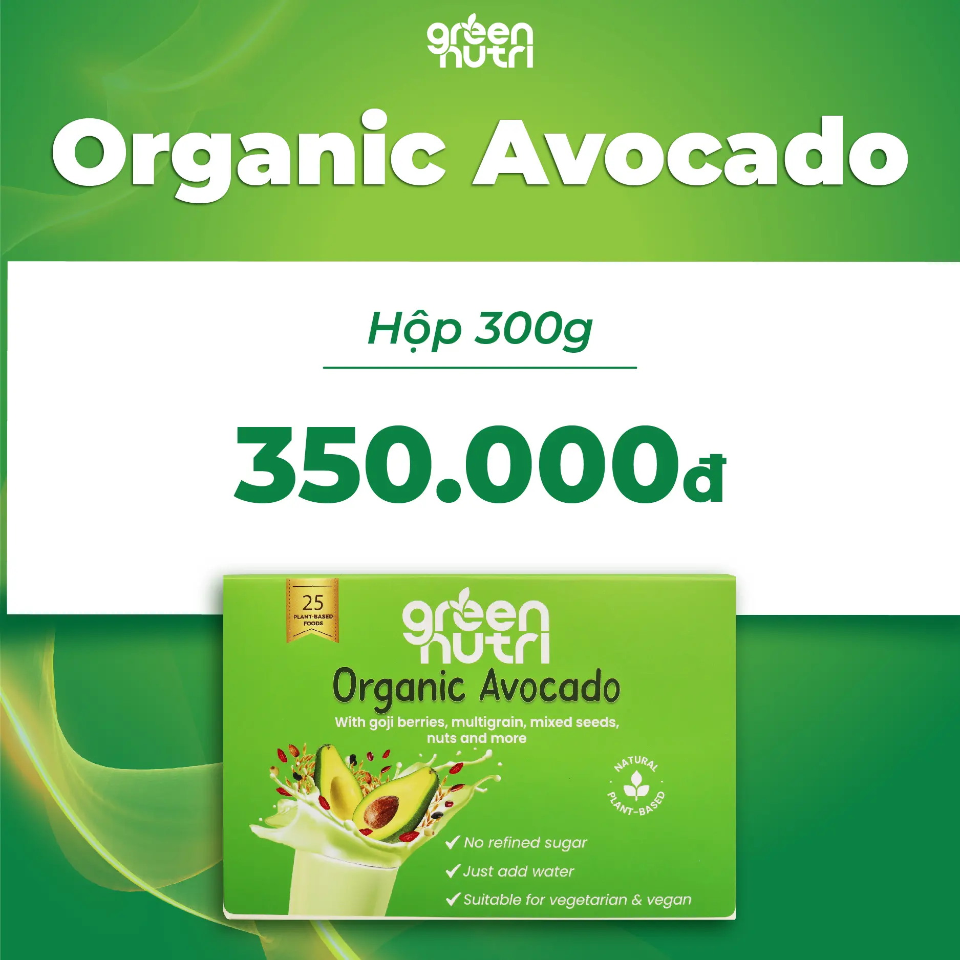 Organic Avocado - Sữa Hạt Ngũ Cốc Dạng Hộp Giấy 300g (25g x 12 gói)