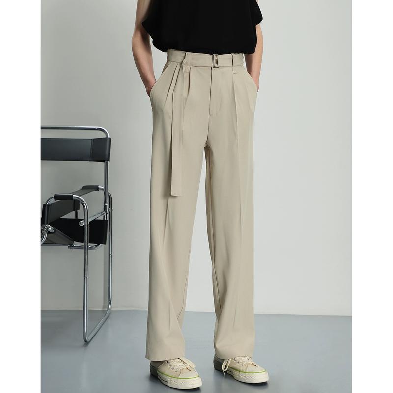 Quần Âu Kaki Ống Suông Có Đai Vibe Hàn Quốc Casual Menswear, The YVIEN YV08 quần nâu nam quần  tây Kem Pants