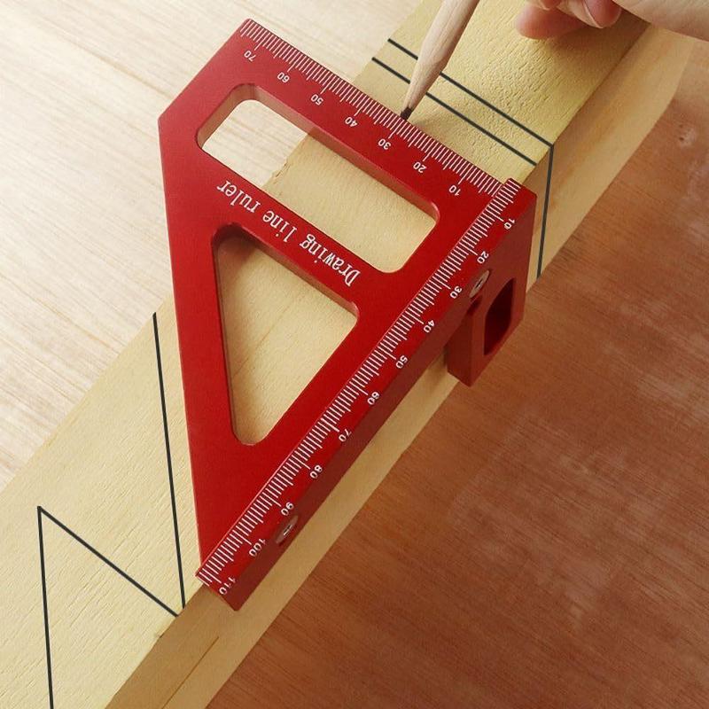 Aluminum Alloy Woodworking Triangle Ruler, 45° Degree Positioning Ruler, Hand Measuring Tool for Home & Office 6