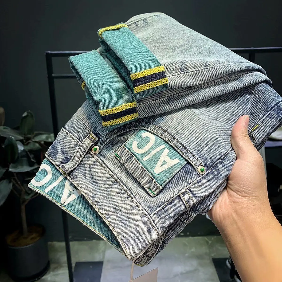 Summer New High-End Jeans Men's Fashion Brand Stretch Slim Fit Skinny and All-Matching Slim Korean Style Trendy Long Pants Men