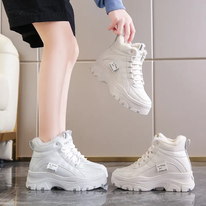 Sepatu Sneakers Wanita Boots Casual Nevia Rulfine Platform Tinggi Korean Style BISA COD karet putih