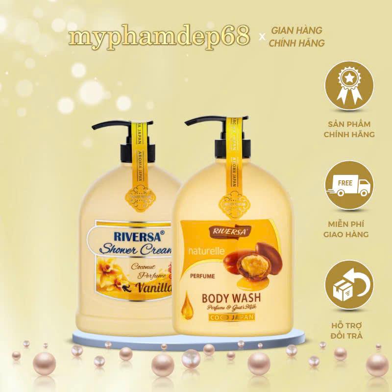 Sữa tắm trắng da toàn thân dưỡng ẩm thơm lâu hương nước hoa RIVERSA 1200ml Dưỡng Body