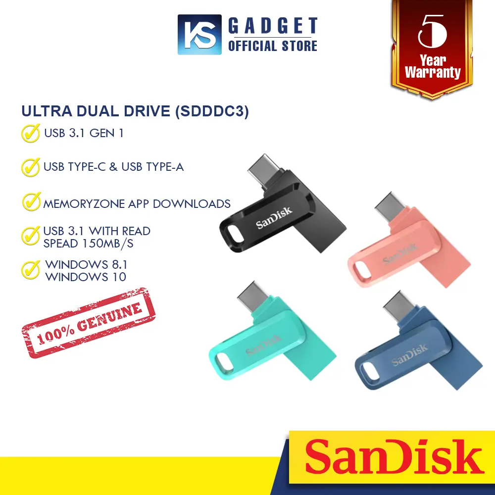 SanDisk Ultra Dual Drive Go USB Type-C OTG SDDDC3 - (64GB/128GB/256GB)(Mint Green)(Max R: 150MB/s) Computer Office Storage