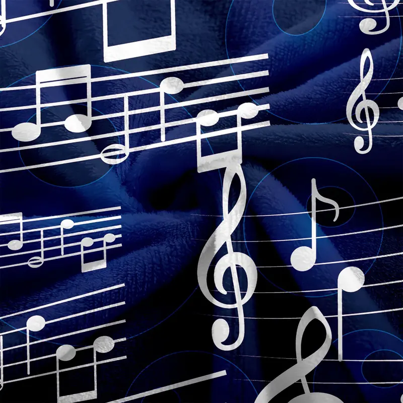 Music Note Print Flannel Blanket, Soft Comfortable Throw Blanket, Cool Bedroom Bedding Blankets, Warm Napping Blanket for Home Office Travel 5