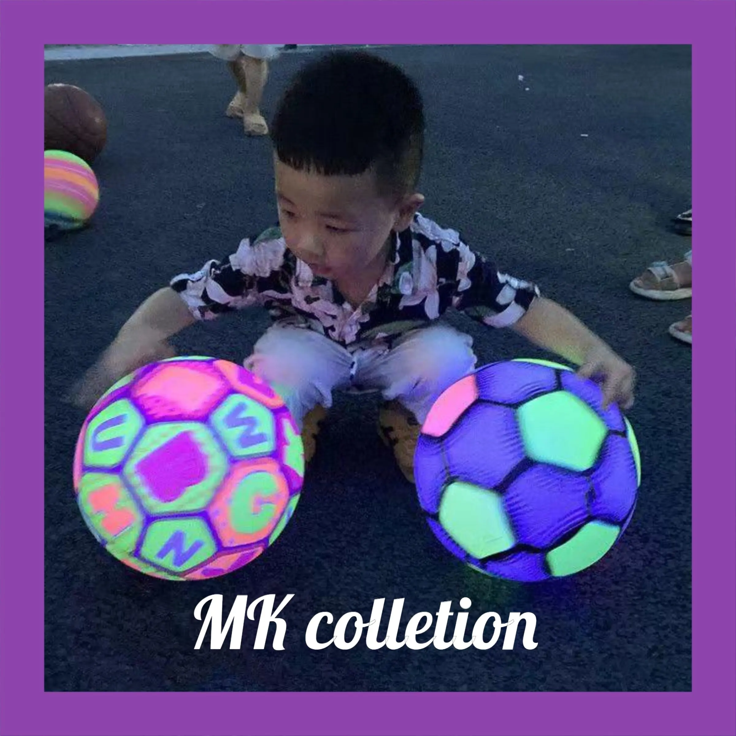 MK Mainan Bola Karet Motif Warna Warni Menyala Lampu LED Mainan Bola Anak Toys