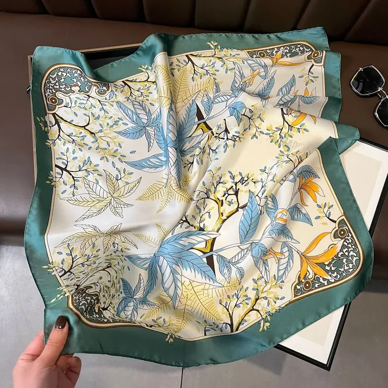 Khăn Quàng Cổ  70x70cm Bằng Lụa Phong Cách Retro Thời Trang Dễ Phối Đồ Women Khăn Choàng Voan Choàng Cổ 4