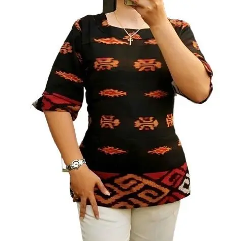 atasan blouse baju kantor/ baju wanita/ tenun motif etnik atta ethnik Katun 6