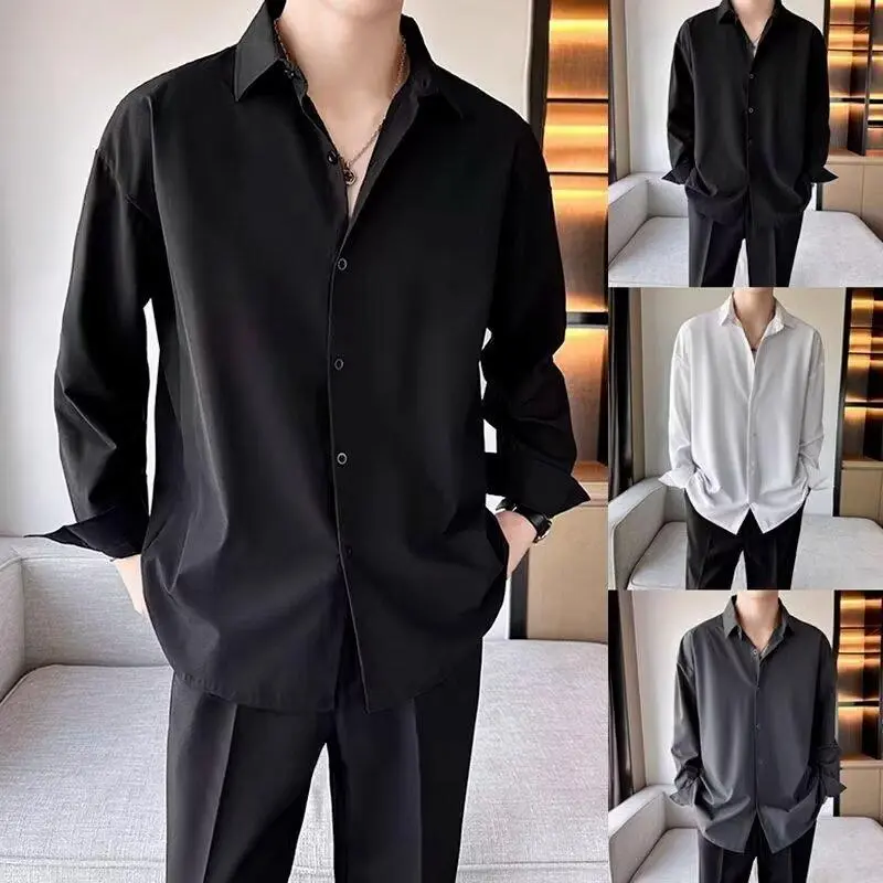⚡FLASH SALE!Men's Black Ice Silk Short Sleeve Shirt - Oversized Casual Summer Shirt, Wrinkle-Free Trendy Top for Men (Perfect for Streetwear & Layering)