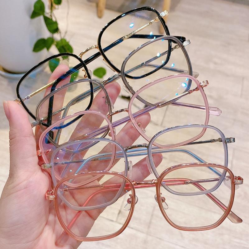 Gọng Kính Kim Loại Thời Trang Phong Cách Hàn Quốc Mắt Vuông Bo Sâu Góc Bản Vừa Chống ASX Tia UV Nhiều Màu Thay Được Mắt Cận Voi Mắt Kính