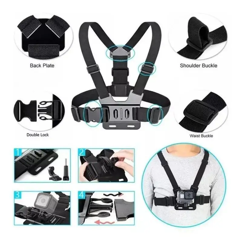 Kit de montaje con correa para cámara de acción y clip para teléfono, compatible con GoPro, Osmo Action y smartphones, accesorios para cámaras deportivas ELECCIONES - Foto 9