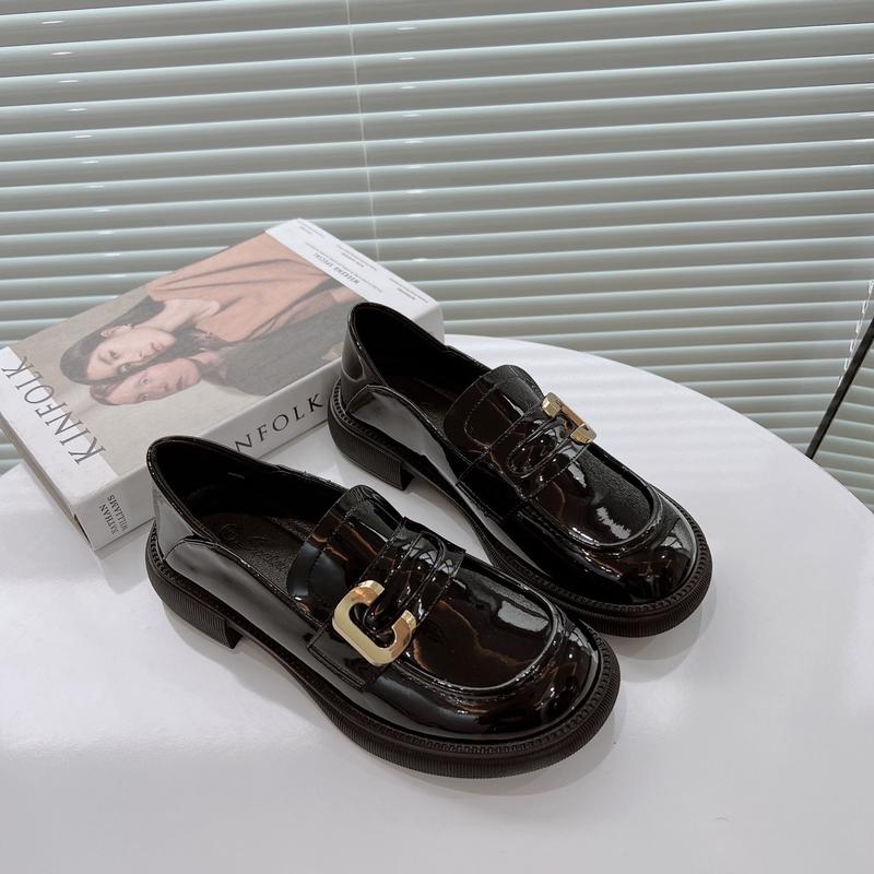 Giày oxford nữ da bóng cao 3,5cm [WOOD SHOES]