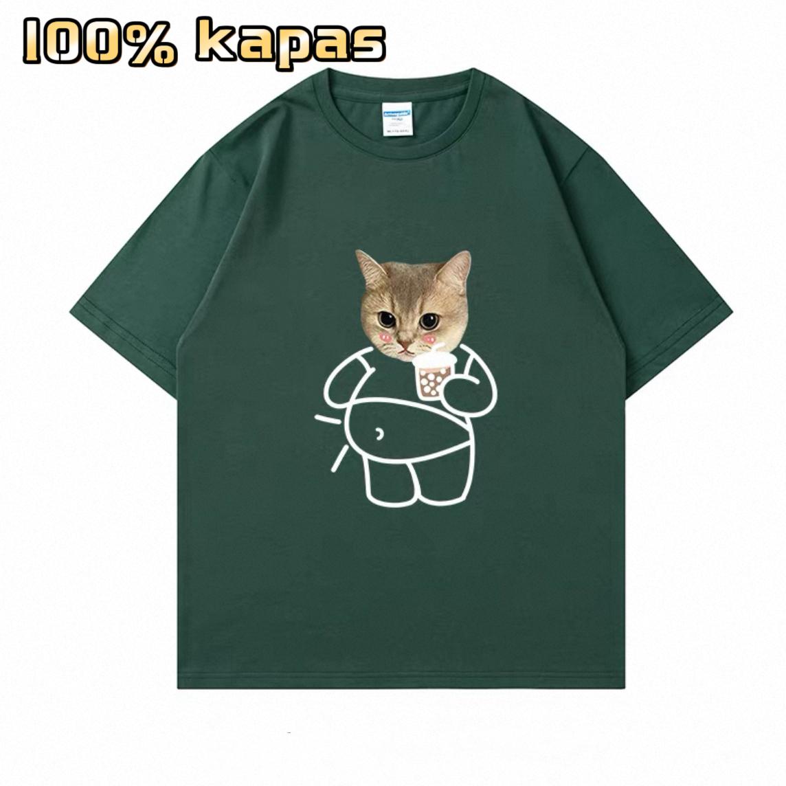 Atasan Cetak untuk Pria dan Wanita Musim Panas 2026 Baru Longgar Berat Katun Murni Kaos Lengan Pendek