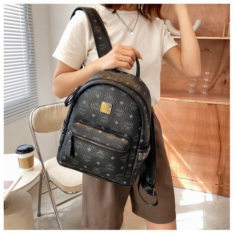 Product Introduction of 2024 factory wholesale Women's backpack Korean-style fashion Pu retro classic presopbackpack letter rivet women's backpack 11