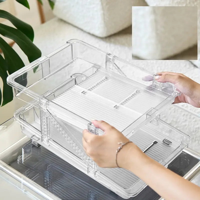 Khay Hộp Đựng Bia,  Nước Ngọt Trong Tủ Lạnh, Trên Bàn 2 Tầng Điều Chỉnh Được Bề Ngang Voi Vuông 2