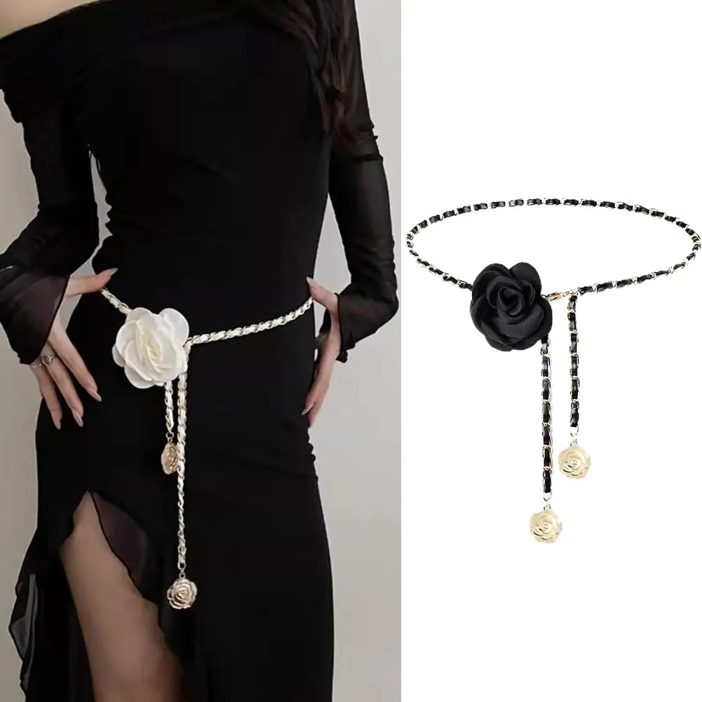 Sweet Flower Waist Chain Decoration Women's Dress Waist Chain Suit Pants Chain Metal Waist Chain Versatile Fashion Accessories