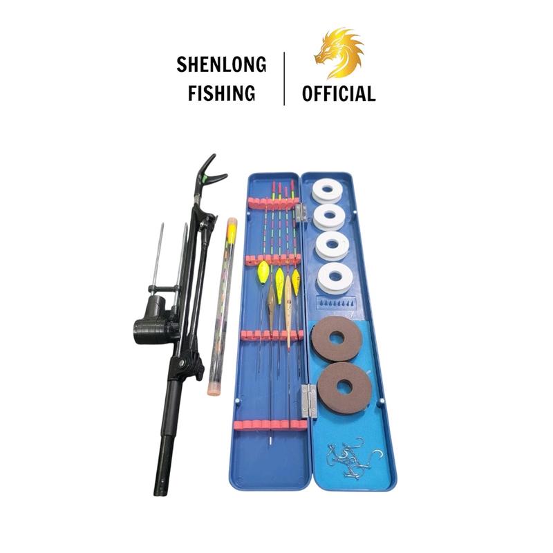 Bộ Combo Câu Đài Giá Tốt - Phù Hợp Câu Cá Ngoài Tự Nhiên - Hộp Phao Xanh- 2 Trục Câu - 10 luoi Câu - Phao Điện - 5 Phao Ngày - Lựa Chọn Thêm Chống Cần 2m1 - Trục nâu - 10 lưỡi câu