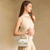 Gambar FOXER Tas Kulit Wanita Tas Bahu Pola Berlian Tas Wanita Yang Elegan - Krem dari FOXER.Id Kab. Tangerang 5 Tokopedia
