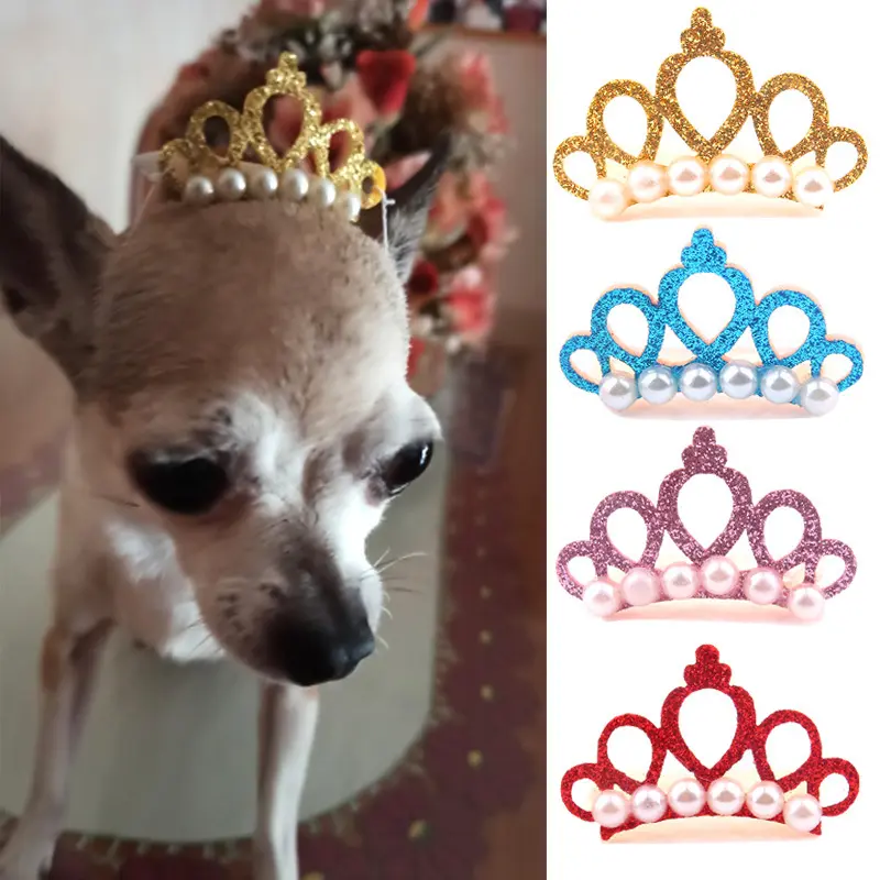 New Pet Supplies Hairpin Crown Pearl Teddy Yorkshire Pet Flower Hairpin