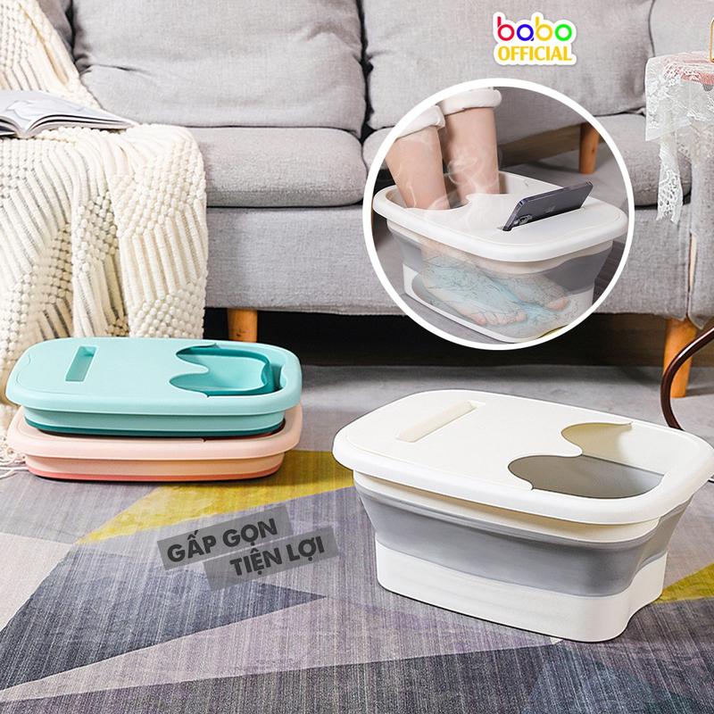 Chậu ngâm chân gấp gọn Có thể gập lại massage sức khỏe tại nhà có nắp kèm giá đỡ điện thoại TM12