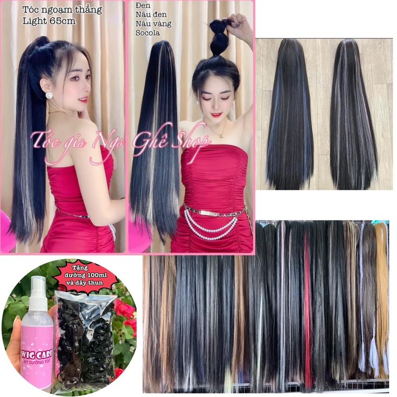 tóc giả, tóc ngoạm thẳng light  60cm, tặng dưỡng TNN43L Phụ nữ