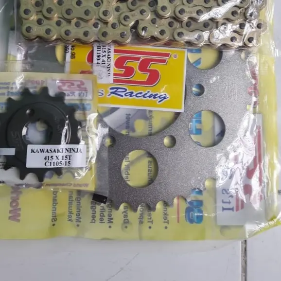 Gir depan belakang  415(Tipis) SSS Ninja R 150, Ninja RR, Ninja SS , Ninja S dan  (Rantai Gold bukan SSS ) Gear