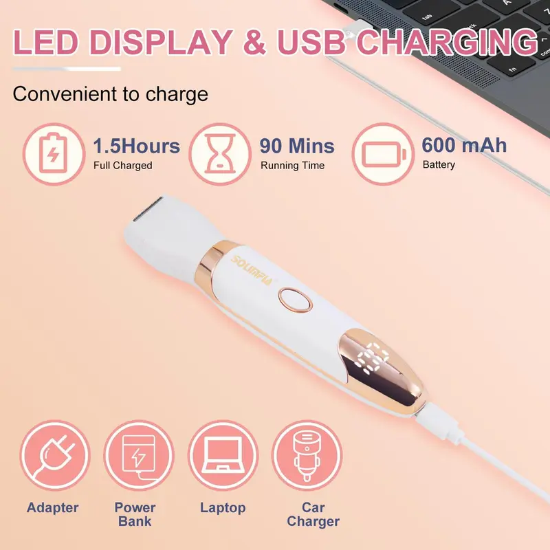 5-In-1 Electric Hair Removal Tool, 1 Count Portable Rechargeable Hair Trimmer for Arms, Legs, Underarms, Bikini Areas, Professional Hair Removal Tool for Women 4