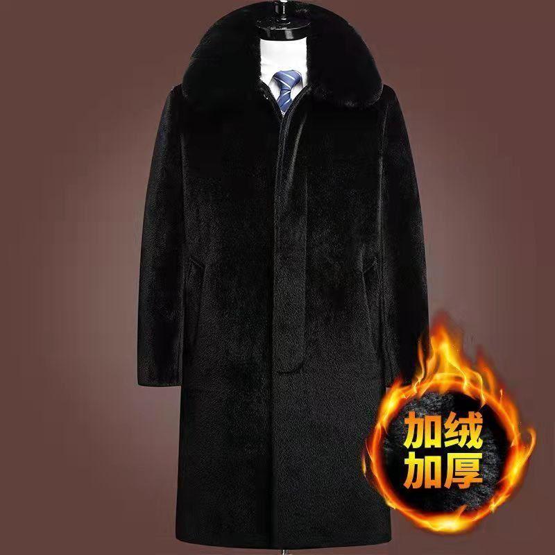Product Introduction of Áo Khoác Lông Chồn, Dành Cho Nam Trung Người Già Và Cao Tuổi, Áo Khoác Len Dài, Thích Hợp Cho Ông Nội, Quần Áo Mùa Đông, Ấm Áp, Áo khoác ngoài Lông Giả Chất Lượng Cao, 2024 4