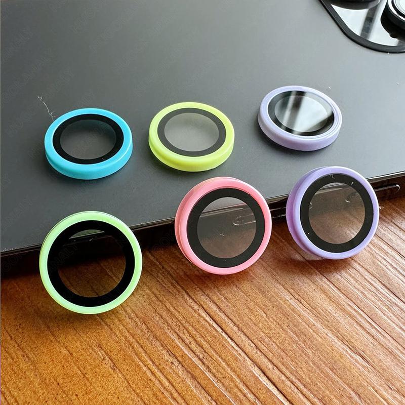 Product Introduction of For iPhone 16ProMax 16Pro 16Plus 16 15ProMax 15Pro 15Plus 15 14ProMax 14Pro 14Plus 14 Luminous Back Camera Lens Metal Ring Screen Protector Full Cover Rear Lens Tempered Glass Film Guard 7