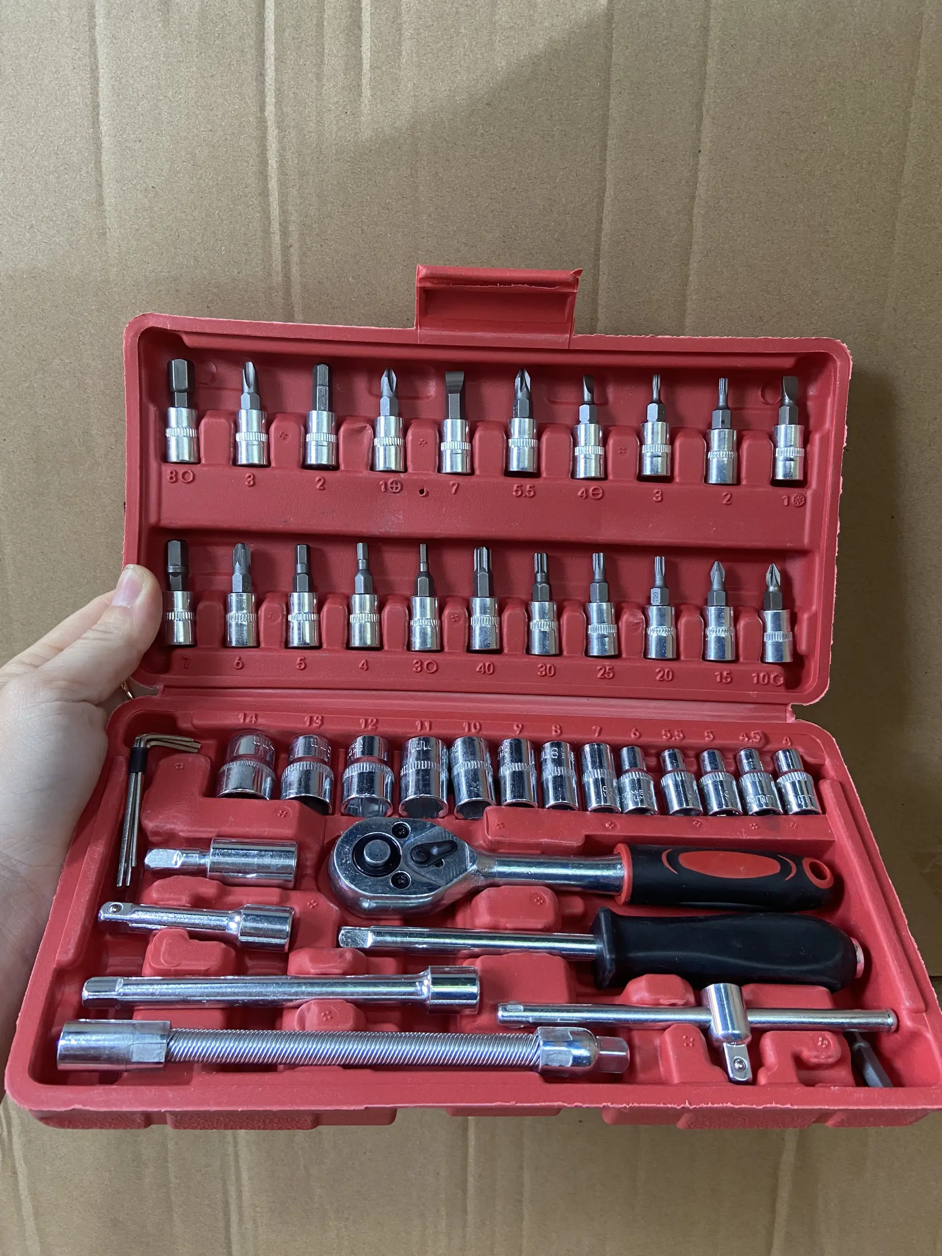 Bộ dụng cụ mở bu lông ốc vít, sửa chữa ô tô xe máy xe đạp, dụng cụ đa năng 46 chi tiết, nhỏ gọn, tiện lợi