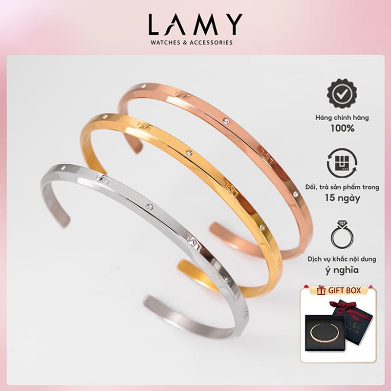 Vòng tay nam nữ Lyz and Liam Lumine L&L Cuff Silver LL2240SV - Gift Box Hộp quà tặng nơ đỏ & khắc chữ theo yêu cầu Phụ Kiện Hoa Lịch Voi