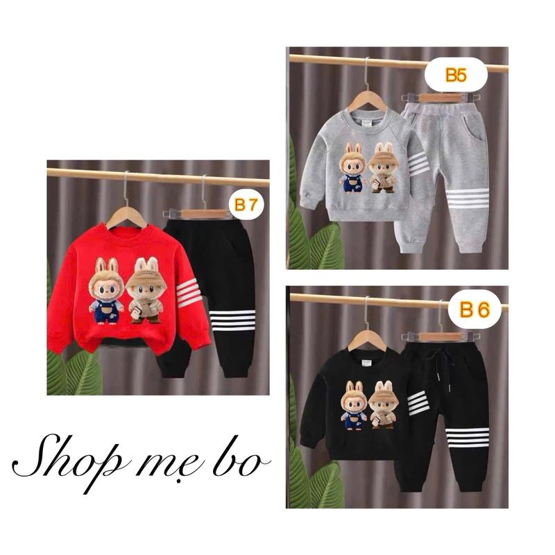 D 5—combo bộ nỉ lót bông kẻ sọc cho bé trai bé gái size 8-45kg