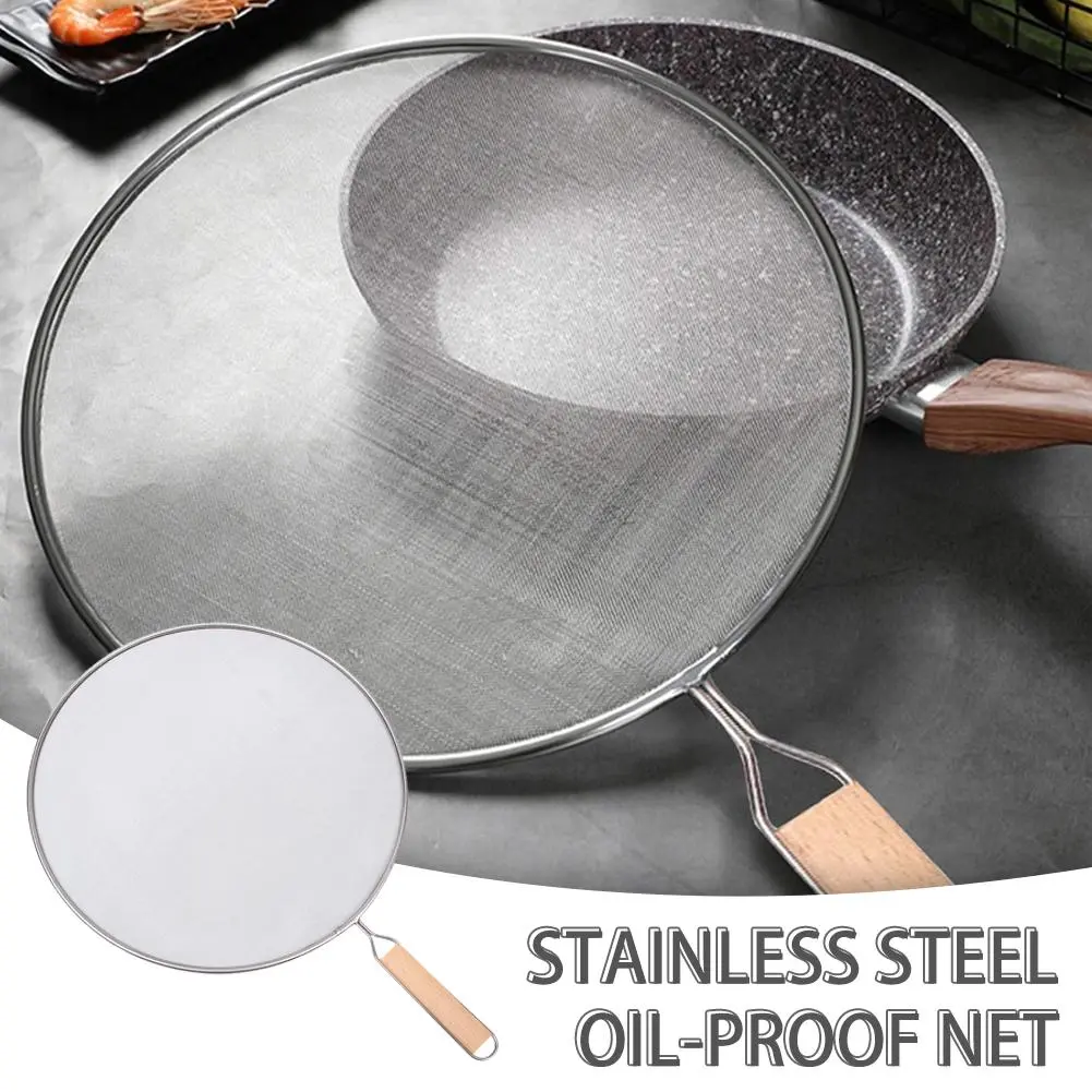 Kitchen Oil Proofing Lid Filter Frying Pan Cover Oil Splashproof Stainless Steel Mesh Cover Oil Splatter Screen Fine Mesh Grease Splatter Screen Guard